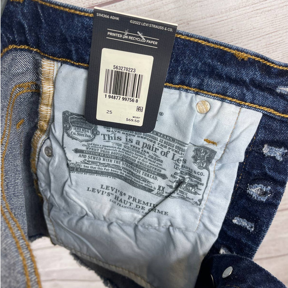 Levi’s 501 High Rise Fitted Through The Hip Denim Jean Shorts Women's Size 25 - Picture 8 of 10